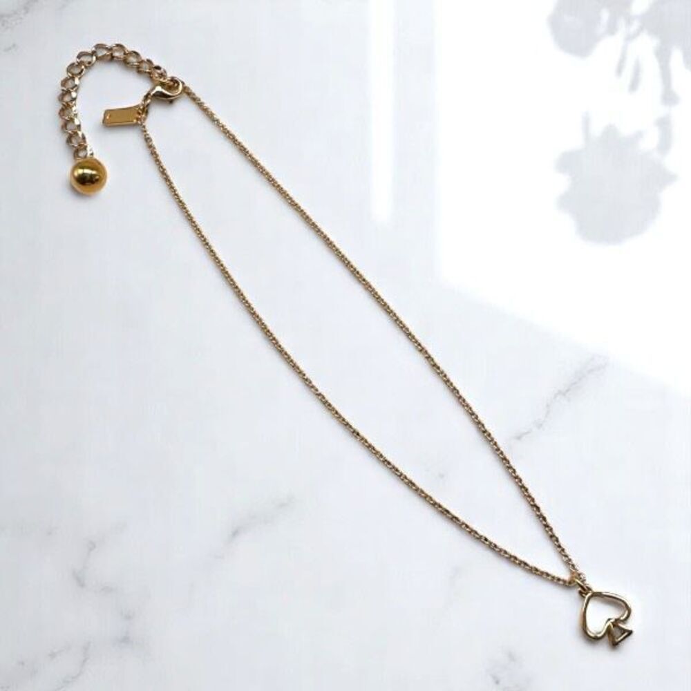 Kate spade Gold tone‎ Signature Logo Pendant Charm open spade designer necklace